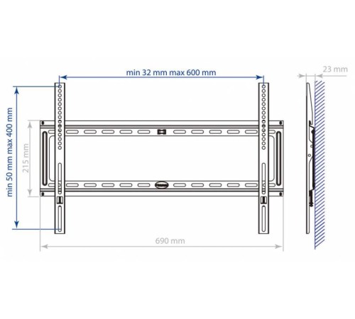 Кронштейн для телевизора Kromax IDEAL-1 черный 32"-90" макс.55кг настенный фиксированный