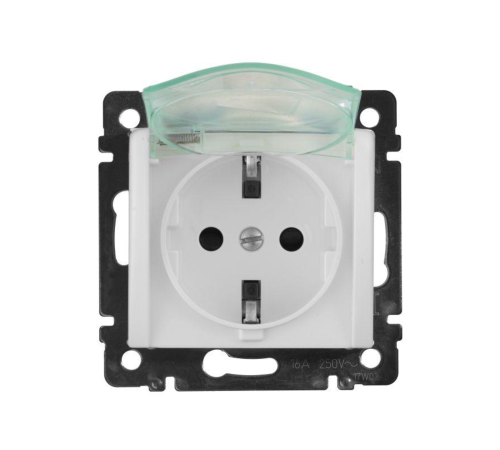 Valena Розетка 2К+З нем. ст. с крышкой с защ. шт. IP44, белый Legrand 774220