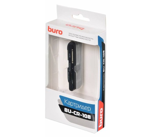 Устройство чтения карт памяти USB2.0 Buro BU-CR-108 черный Устройство чтения карт памяти USB2.0 Buro BU-CR-108 черный
