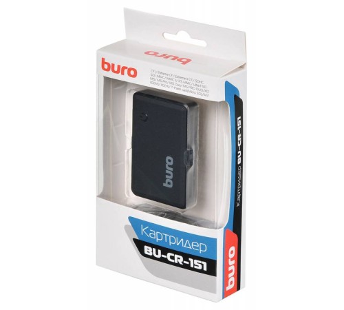 Устройство чтения карт памяти USB2.0 Buro BU-CR-151 черный Устройство чтения карт памяти USB2.0 Buro BU-CR-151 черный