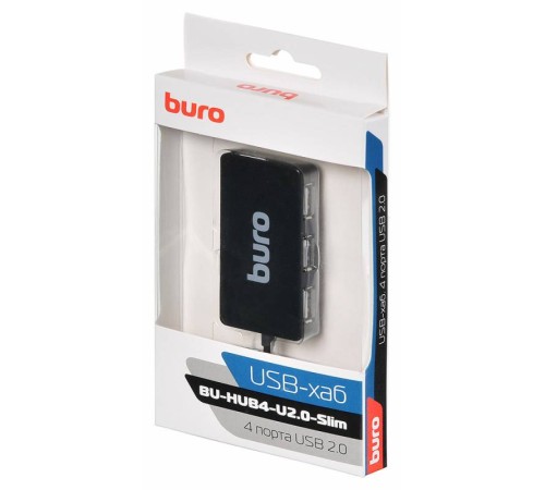 Разветвитель USB 2.0 Buro BU-HUB4-U2.0-Slim 4порт. черный Разветвитель USB 2.0 Buro BU-HUB4-U2.0-Slim 4порт. черный