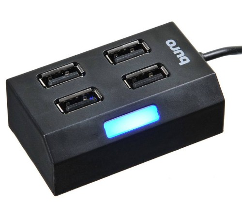Разветвитель USB 2.0 Buro BU-HUB4-U2.0 4порт. черный Разветвитель USB 2.0 Buro BU-HUB4-U2.0 4порт. черный
