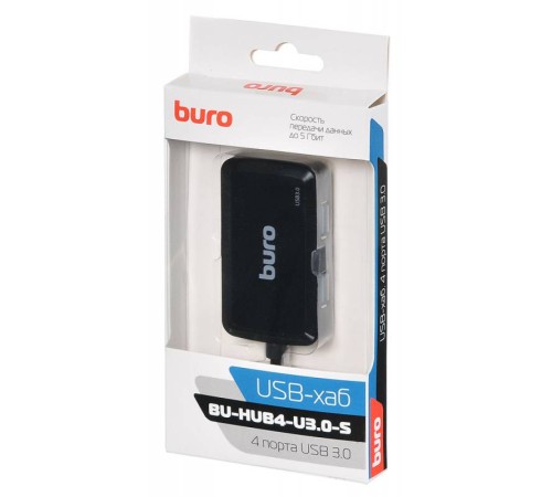 Разветвитель USB 3.0 Buro BU-HUB4-U3.0-S 4порт. черный Разветвитель USB 3.0 Buro BU-HUB4-U3.0-S 4порт. черный