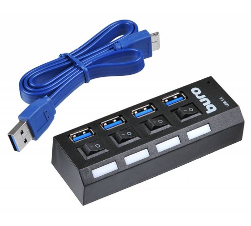 Разветвитель USB 3.0 Buro BU-HUB4-U3.0-L 4порт. черный Разветвитель USB 3.0 Buro BU-HUB4-U3.0-L 4порт. черный