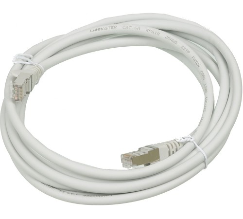 Патч-корд Lanmaster FTP LAN-PC45/S6A-3.0-GY вилка RJ-45-вилка RJ-45 кат.6А 3м серый LSZH (уп.:1шт)