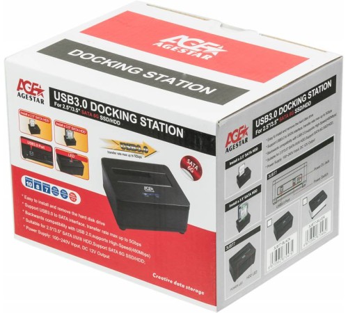 Док-станция для HDD AgeStar 3UBT7 SATA III пластик/алюминий серебристый 1 Док-станция для HDD AgeStar 3UBT7 SATA III пластик/алюминий серебристый 1
