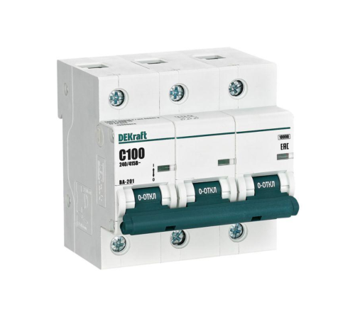 Выключатель автоматический модульный 3п C 100А 10кА ВА-201 DEKraft 13009DEK