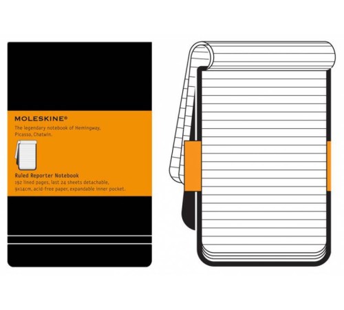 Блокнот Moleskine REPORTER QP511 Pocket 90x140мм 192стр. линейка твердая обложка черный