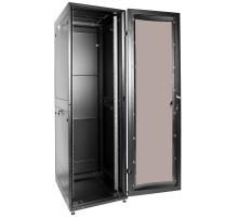 Шкаф серверный ЦМО (ШТК-МП-42.6.10-1ААА-9005) напольный 42U 600x1000мм пер.дв.стекл задн.дв.спл.стал.лист 2 бок.пан. 1350кг черный 785мм 165кг 180град. 42мм