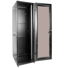 Шкаф серверный ЦМО (ШТК-МП-42.6.10-1ААА-9005) напольный 42U 600x1000мм пер.дв.стекл задн.дв.спл.стал.лист 2 бок.пан. 1350кг черный 785мм 165кг 180град. 42мм