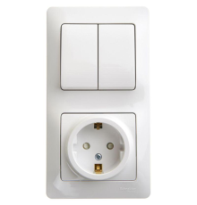 Systeme electric GSL000174 GLOSSA БЛОК: РОЗЕТКА с зазем. со шторками+ 2-клавишный ВЫКЛЮЧАТЕЛЬ БЕЛЫЙ