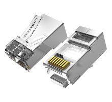 Коннектор Vention RJ45 (8p8c), FTP, cat. 6A, под витую пару, экранированный (10шт.) Vention Коннектор Vention RJ45 (8p8c), FTP, cat. 6A, под витую пару, экранированный (10шт.) (IDFR0-10) (IDFR0-10)