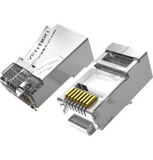 Коннектор Vention RJ45 (8p8c), FTP, cat. 6A, под витую пару, экранированный (10шт.) Vention Коннектор Vention RJ45 (8p8c), FTP, cat. 6A, под витую пару, экранированный (10шт.) (IDFR0-10) (IDFR0-10)