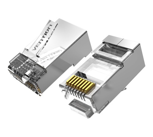 Коннектор Vention RJ45 (8p8c), FTP, cat. 6A, под витую пару, экранированный (10шт.) Vention Коннектор Vention RJ45 (8p8c), FTP, cat. 6A, под витую пару, экранированный (10шт.) (IDFR0-10) (IDFR0-10)