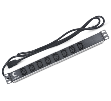 Блок розеток Cabeus PDU-8I-2IEC Блок розеток для 19" шкафов, горизонтальный, 8 розеток IEC 320 C13, 10 A, без выключателя, алюминиевый корпус, шнур 2 м, вилка IEC 320 C14 (PDU-8I-2IEC)