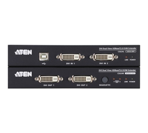 USB, DVI, КВМ-удлинитель c поддержкой Dual View и HDBaseT™ 2.0 (1920 x 1200 100 м) ATEN CE624 USB, DVI, КВМ-удлинитель c поддержкой Dual View и HDBaseT™ 2.0 (1920 x 1200 100 м) ATEN CE624