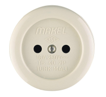 Розетка 1-м ОП 16А IP20 круглая без заземл. керамика беж. Makel 16012