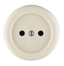 Розетка 1-м ОП 16А IP20 круглая без заземл. керамика беж. Makel 16012