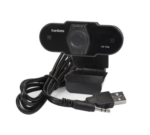 Exegate EX287385RUS Веб-камера ExeGate BlackView C525 HD (матрица 1/3"1,3 Мп,1280х720,720P,30fps,4-линзовый объектив,USB+35mm Jack,фиксированный фокус, микрофон с шумоподавлением, универсальное к