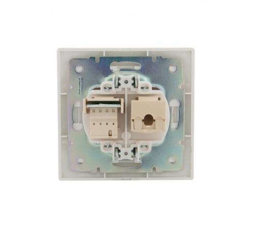 Розетка компьютерная + телефонная 2-м СП Mira RJ45 + RJ11 бел./бел. LEZARD 701-0202-143