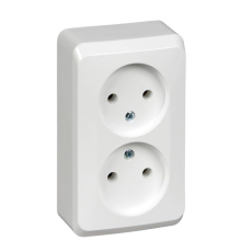Systeme electric PA16-005B ЭТЮД О/У двойная РОЗЕТКА без заземления без шторок 16А 250B, БЕЛЫЙ, Россия