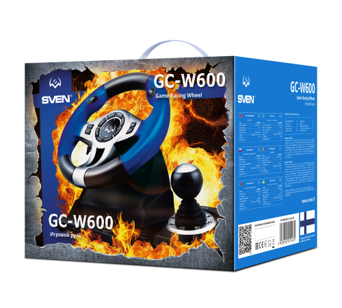 Руль SVEN GC-W600 (педали, вибро, лепестки, D-pad, 12 кл, PC/PS3/Xinput) SVEN GC-W600 (SV-015435)