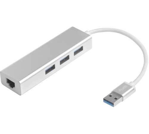 Greenconnect USB 3.0 Разветвитель на 3 порта + 10/100Mbps Ethernet Network metall Greenconnect GCR-AP05