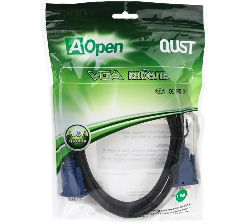 Кабель монитор-SVGA card (15M-15M) 1,8м 2 фильтра Aopen/Qust <ACG341AD-1.8M> VCOM AOpen VGA (m) - VGA (m) 1.8м (ACG341AD-1.8M)