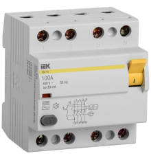Выключатель дифференциального тока (УЗО) 4п 100А 30мА тип AC ВД1-63 IEK MDV10-4-100-030