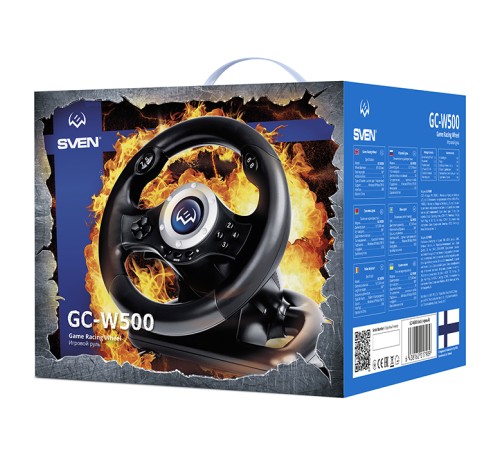 Руль SVEN GC-W500 (педали, вибро, скоба, лепестки, D-pad, 10 кл, резин. вставки, PC/Xinput) SVEN GC-W500 (SV-017989)