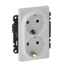 Legrand 753127 Valena LIFE.Силовая розетка двойная 2х2К+З 16А 250В с лицевой панелью.Безвинтовые зажимы.Белая