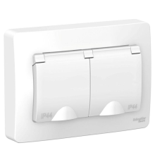 Systeme electric BLNRS441121 BLANCA С/У IP44 РОЗЕТКА двойная с заземл. со шторк.,с крышками, 16А, 250В, БЕЛЫЙ