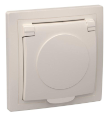 Iek ERK15-K33-16-DM РСб10-3-ККм Розетка 1местн. c з/к с крышкой 16А КВАРТА (кремовый)