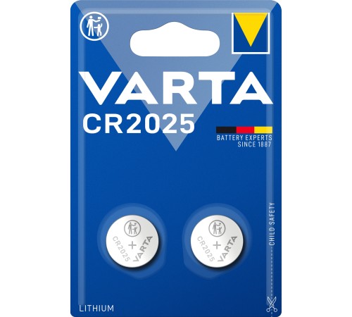 Батарейка Varta ELECTRONICS CR2025 BL2 Lithium 3V (6025) (2/20/200) Varta PRIMARY LITHIUM CR2025 (06025101402)