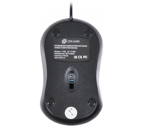 Oklick 115S for Notebooks Black/Red Optical 1000DPI USB [711637]