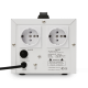 Стабилизатор POWERMAN AVS 500D, ступенчатый регулятор, цифровые индикаторы уровней напряжения, 500ВА, 140-260В, максимальный входной ток 5А, 2 евророзетки, IP-20, напольный, 200мм х 150мм х 140мм, 2,3 кг. POWERMAN AVS 500D