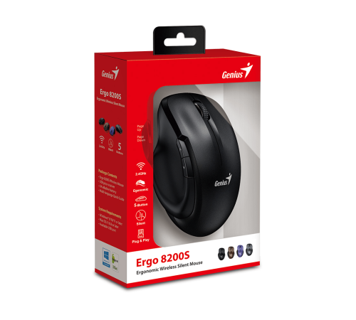 Мышь беспроводная Ergo 8200S Black