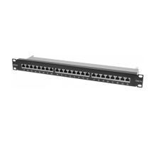 Коммутационная панель SNR, 19" экранированная, 1U, 24 порта, cat.5e, горизонтальная заделка