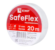 Изолента ПВХ 19мм (рул.20м) бел. SafeFlex EKF plc-iz-sf-w