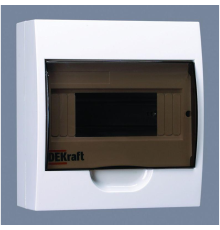 Корпус навесной ЩРН-П-8 20х18х10 8мод. IP41 пластик. DEKraft 31010DEK