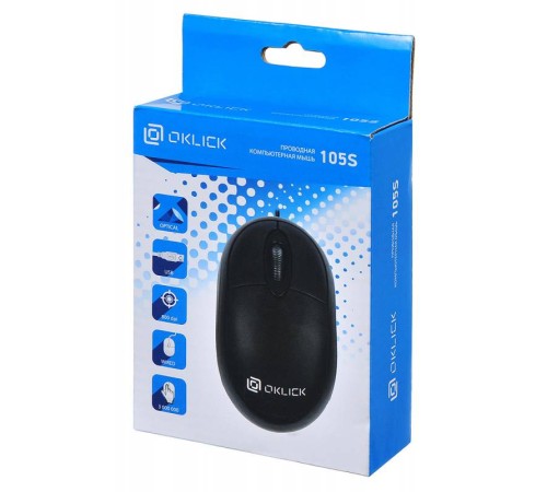 Мышь Оклик 105S черный оптическая (800dpi) USB для ноутбука (2but) Мышь Оклик 105S черный оптическая (800dpi) USB для ноутбука (2but)