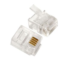 Exegate EX293762RUS Коннектор ExeGate PL11-4P4C-100 RJ-11 телефонный разъем (4P4C), золотое напыление (100шт)