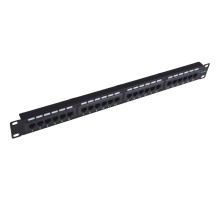Патч-панель 19" NEOMAX [NM-PP-1U24P-UC5E-D-101-BK] 1U, 24 порта, кат.5E, UTP, Dual IDC, цвет черный