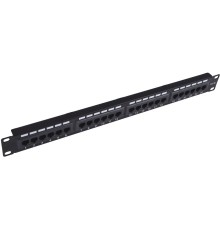 Патч-панель 19" NEOMAX [NM-PP-1U24P-UC5E-D-101-BK] 1U, 24 порта, кат.5E, UTP, Dual IDC, цвет черный