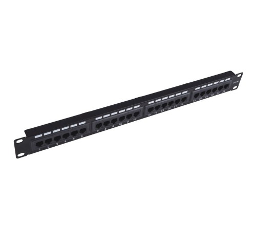 Патч-панель 19" NEOMAX [NM-PP-1U24P-UC5E-D-101-BK] 1U, 24 порта, кат.5E, UTP, Dual IDC, цвет черный