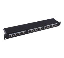 Патч-панель 19" NEOMAX [NM-PP-1U24P-SC5E-D-102-BK] 1U, 24 порта, кат.5E, STP, Dual IDC, цвет черный