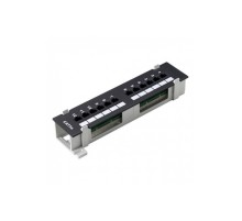 Настенная патч-панель NEOMAX [NM-PP-WM12P-UC5E-D-111-BK] 12 портов, кат.5E, UTP, Dual IDC, цвет черный