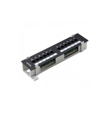 Настенная патч-панель NEOMAX [NM-PP-WM12P-UC5E-D-111-BK] 12 портов, кат.5E, UTP, Dual IDC, цвет черный