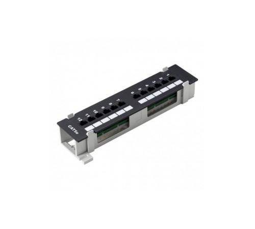 Настенная патч-панель NEOMAX [NM-PP-WM12P-UC5E-D-111-BK] 12 портов, кат.5E, UTP, Dual IDC, цвет черный