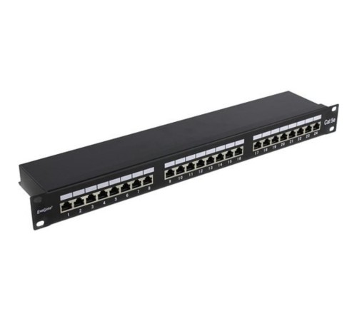 Exegate EX281083RUS Патч-панель FTP 19" 24 port кат.5e ExeGate  разъём KRONE&110 (dual IDC), 1U, RoHS, цвет черный